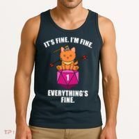 Everything's Fine Cute Cat DnD Tank Top thumb 3