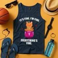 Everything's Fine Cute Cat DnD Tank Top thumb 4