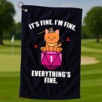 Everything's Fine Cute Cat DnD Golf Towel thumb 1