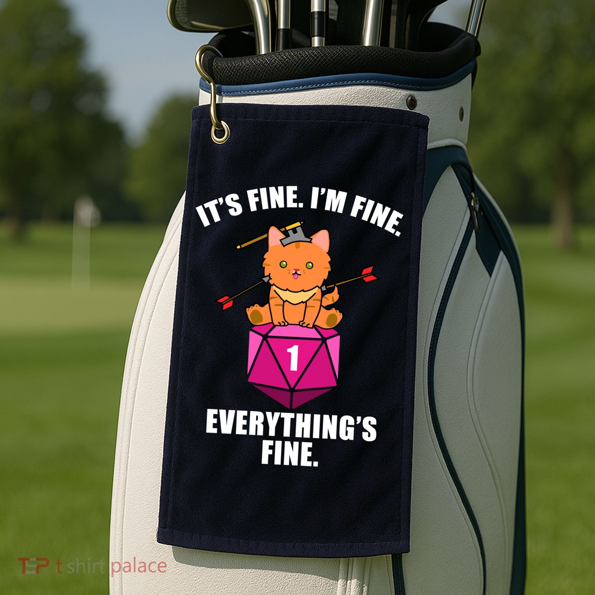 Everything's Fine Cute Cat DnD Golf Towel