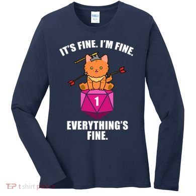 Everything's Fine Cute Cat DnD Women's Long Sleeve Shirt
