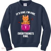 Everything's Fine Cute Cat DnD Kids Sweatshirt thumb 0