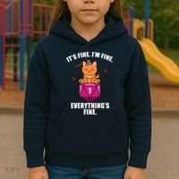 Everything's Fine Cute Cat DnD Kids Hoodie thumb 3