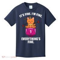 Everything's Fine Cute Cat DnD Kids T-Shirt thumb 0