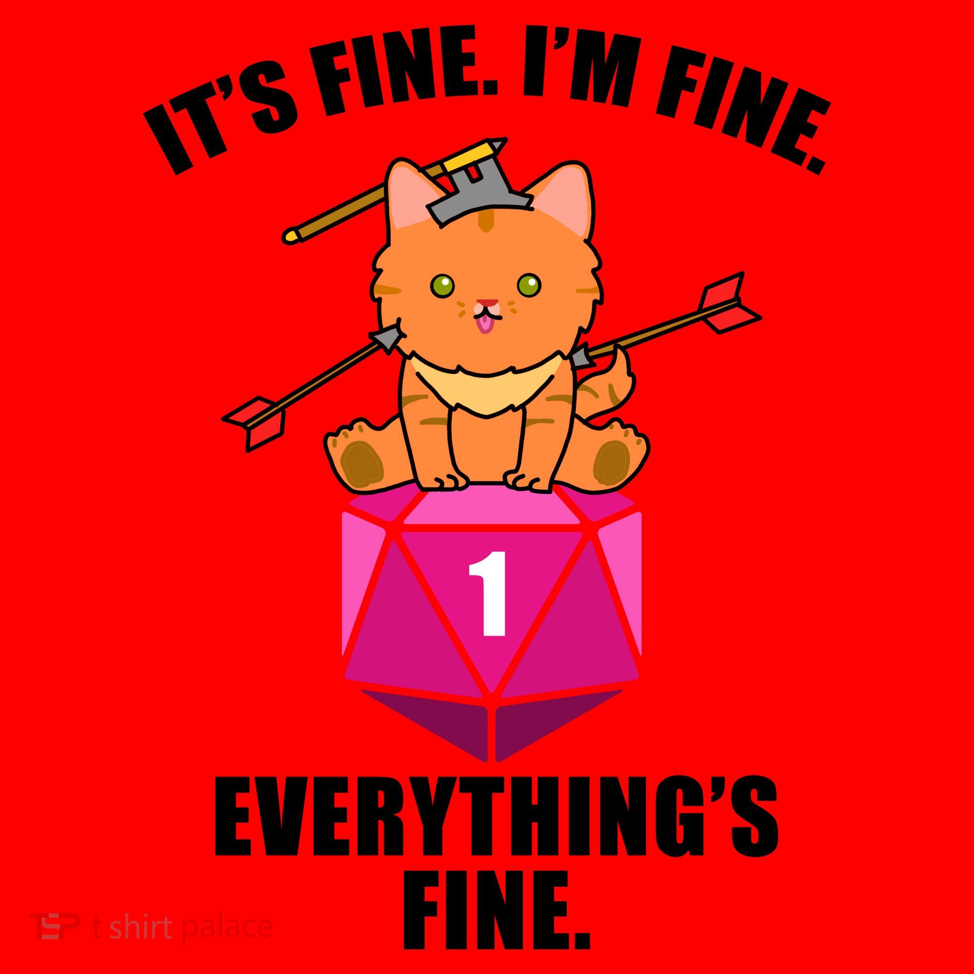 Everything's Fine Cute Cat DnD Santa Hat