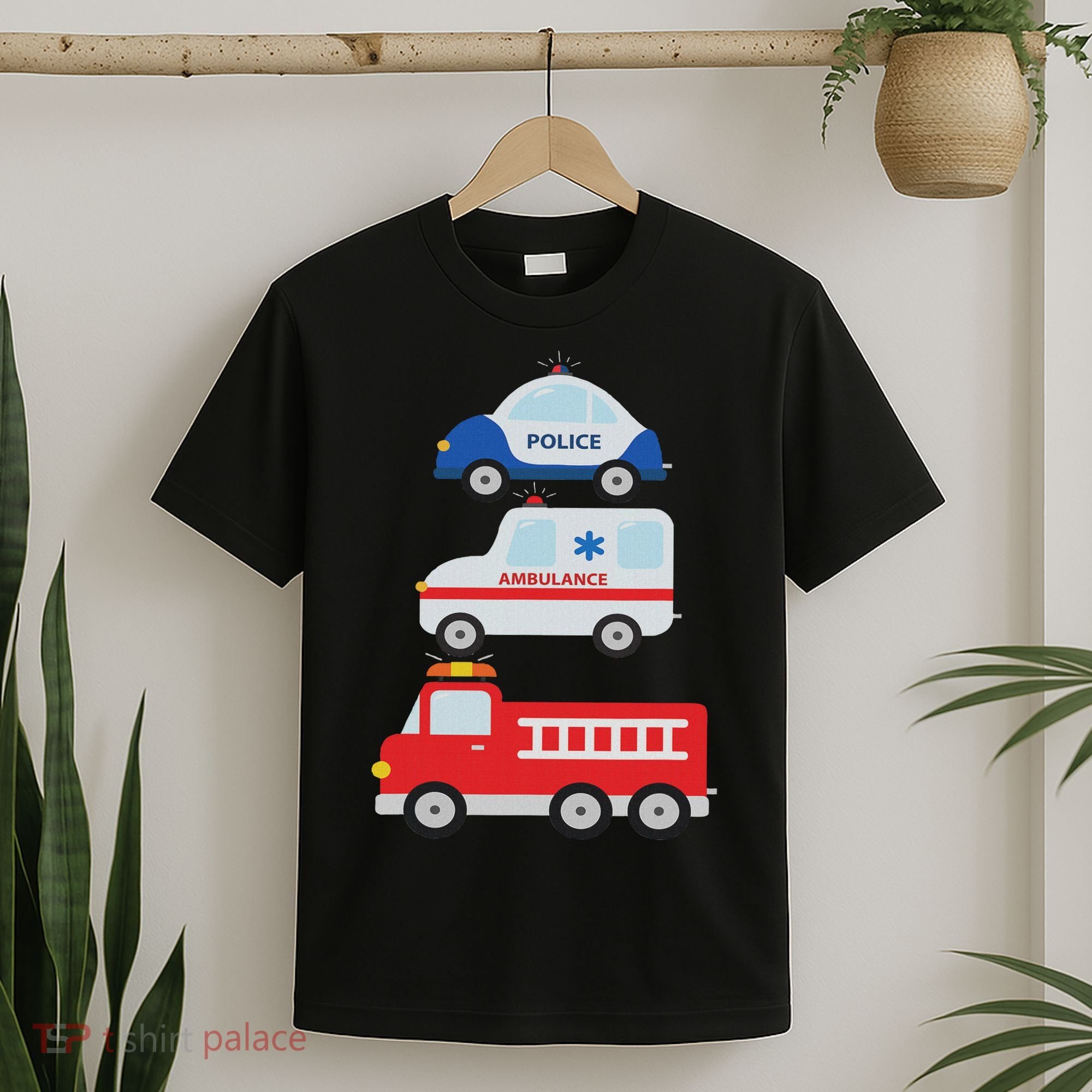 Emergency Vehicles Fire Truck Police Car Ambulance Cars T-Shirt