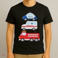 Emergency Vehicles Fire Truck Police Car Ambulance Cars T-Shirt thumb 3