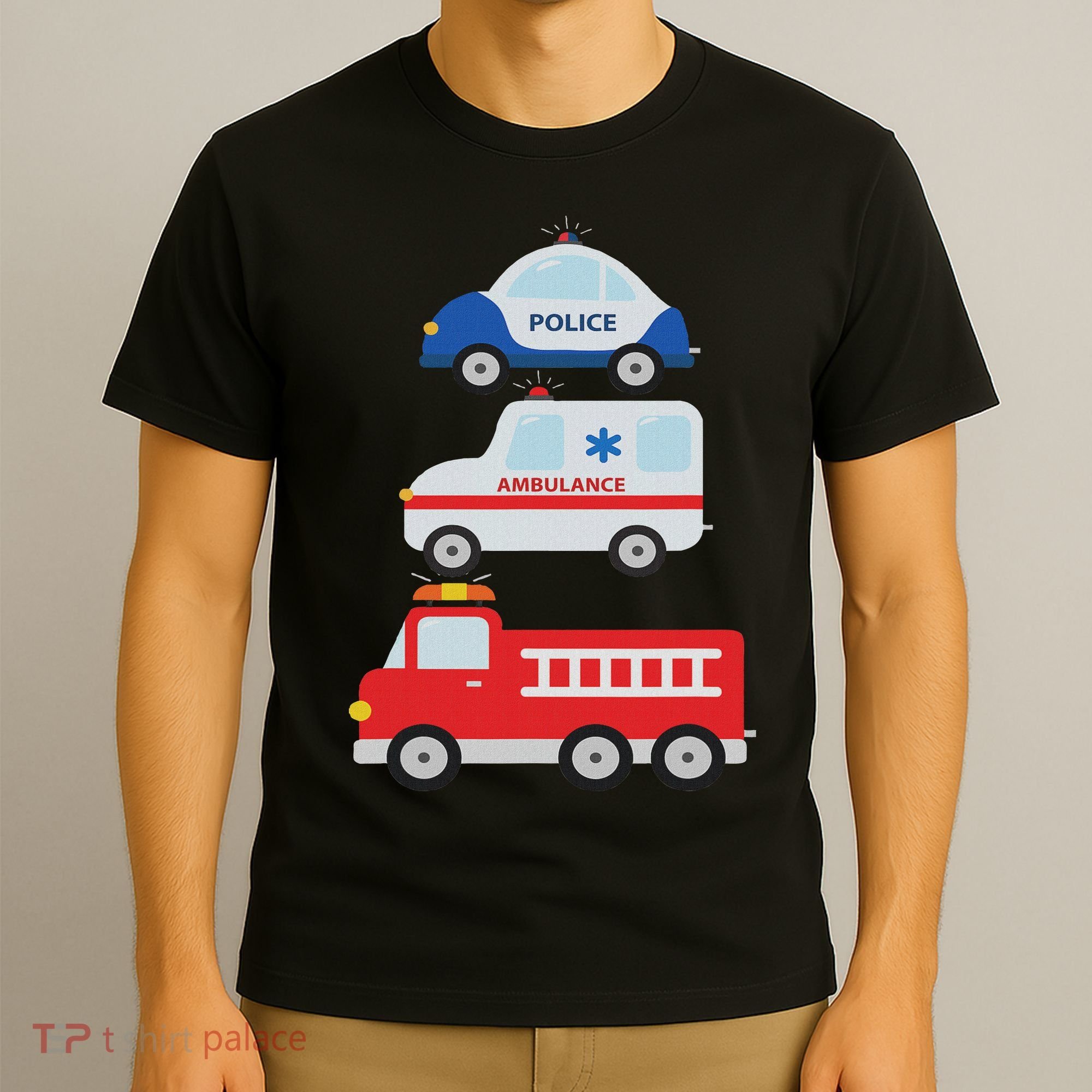 Emergency Vehicles Fire Truck Police Car Ambulance Cars T-Shirt