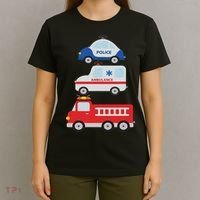 Emergency Vehicles Fire Truck Police Car Ambulance Cars T-Shirt thumb 4