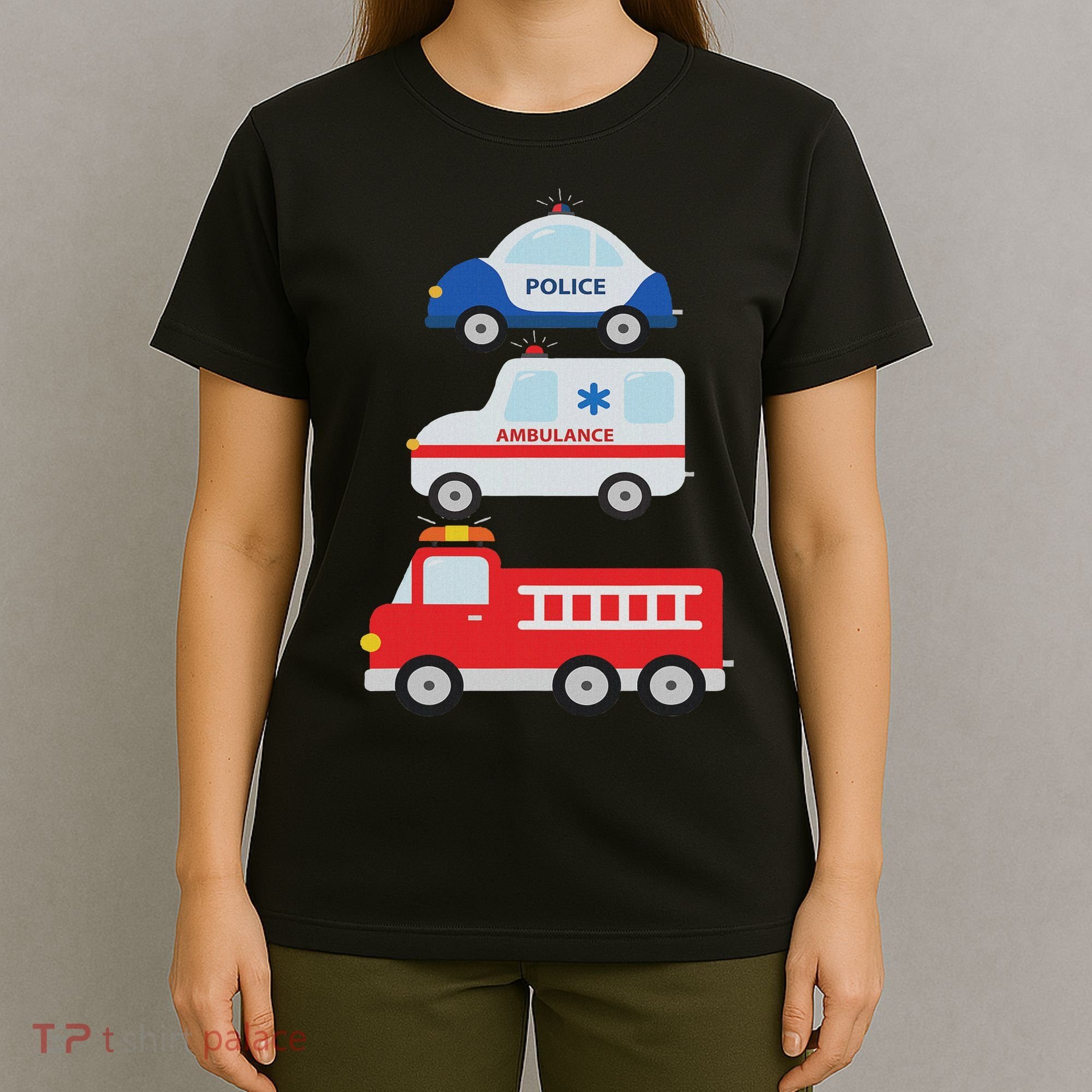 Emergency Vehicles Fire Truck Police Car Ambulance Cars T-Shirt