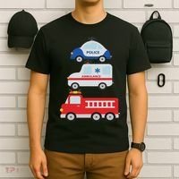 Emergency Vehicles Fire Truck Police Car Ambulance Cars T-Shirt thumb 6