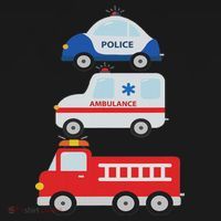 Emergency Vehicles Fire Truck Police Car Ambulance Cars T-Shirt thumb 7