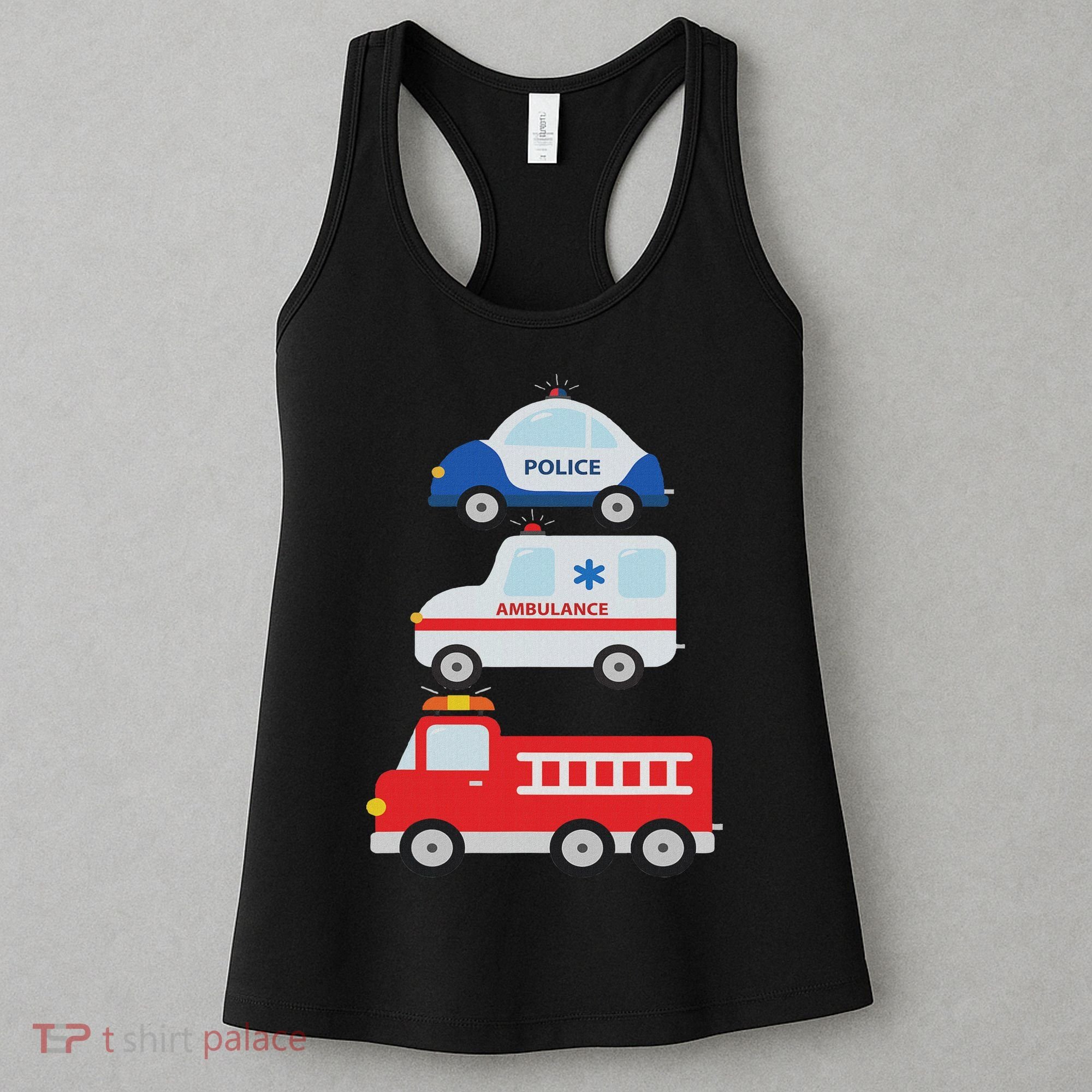 Emergency Vehicles Fire Truck Police Car Ambulance Cars Women's Tank Top