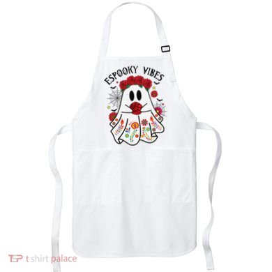 Espooky Vibes Halloween Ghost Mexican Concha Spooky Mama Gift Apron