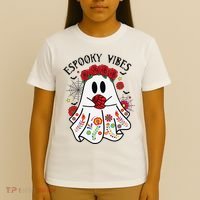 Espooky Vibes Halloween Ghost Mexican Concha Spooky Mama Gift T-Shirt thumb 4