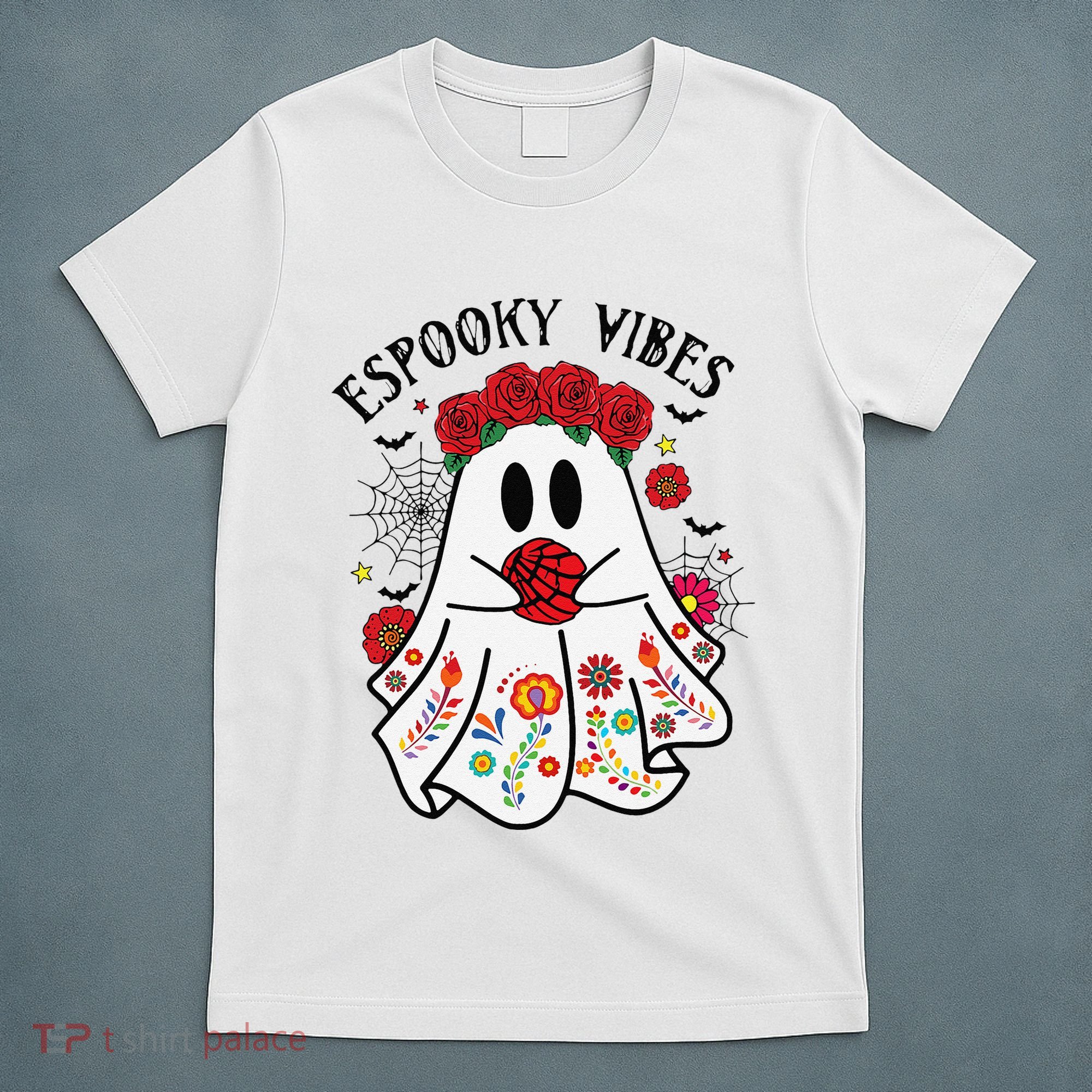 Espooky Vibes Halloween Ghost Mexican Concha Spooky Mama Gift T-Shirt
