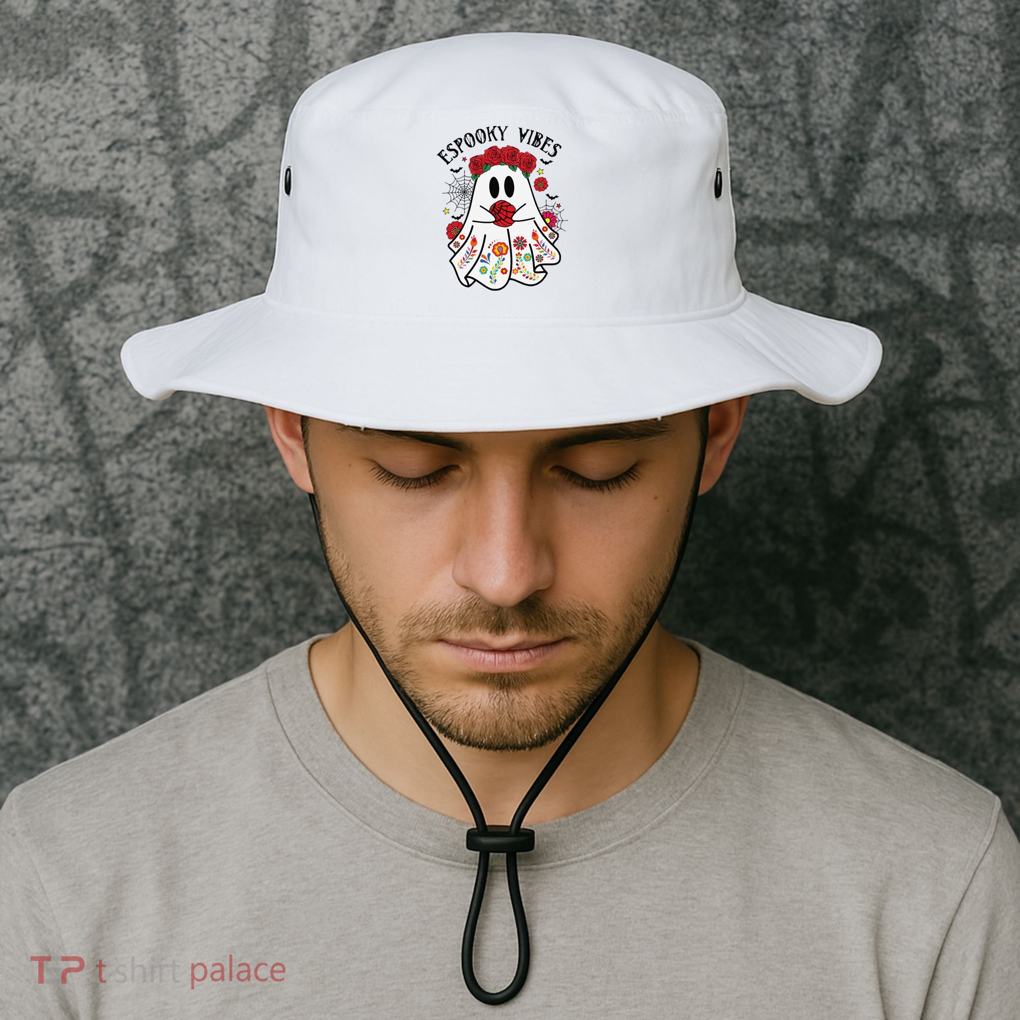 Espooky Vibes Halloween Ghost Mexican Concha Spooky Mama Gift Bucket Hat