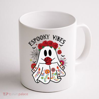 Espooky Vibes Halloween Ghost Mexican Concha Spooky Mama Gift Coffee Mug back