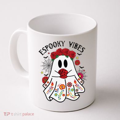 Espooky Vibes Halloween Ghost Mexican Concha Spooky Mama Gift Coffee Mug