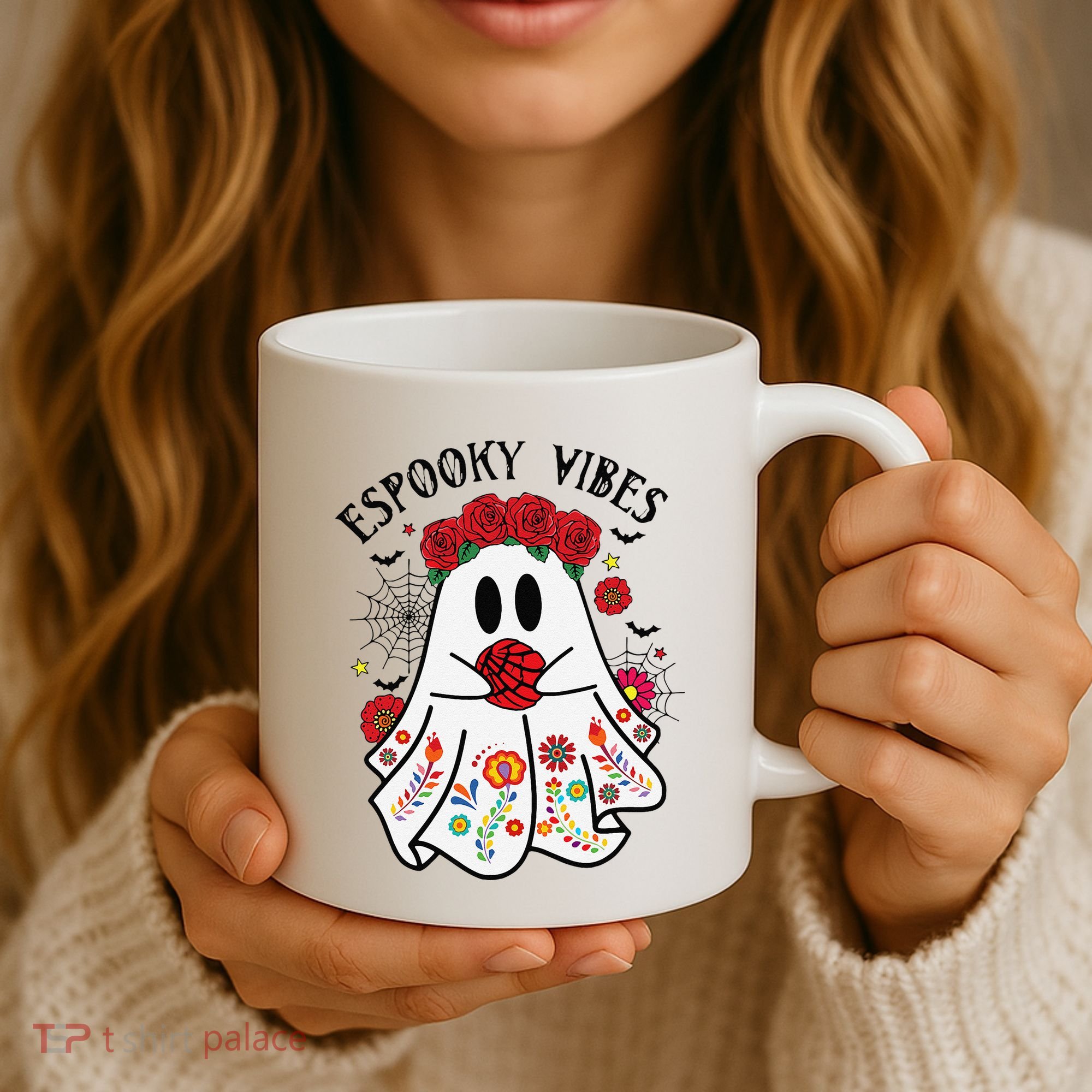Espooky Vibes Halloween Ghost Mexican Concha Spooky Mama Gift Coffee Mug