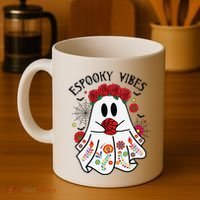 Espooky Vibes Halloween Ghost Mexican Concha Spooky Mama Gift Coffee Mug thumb 4
