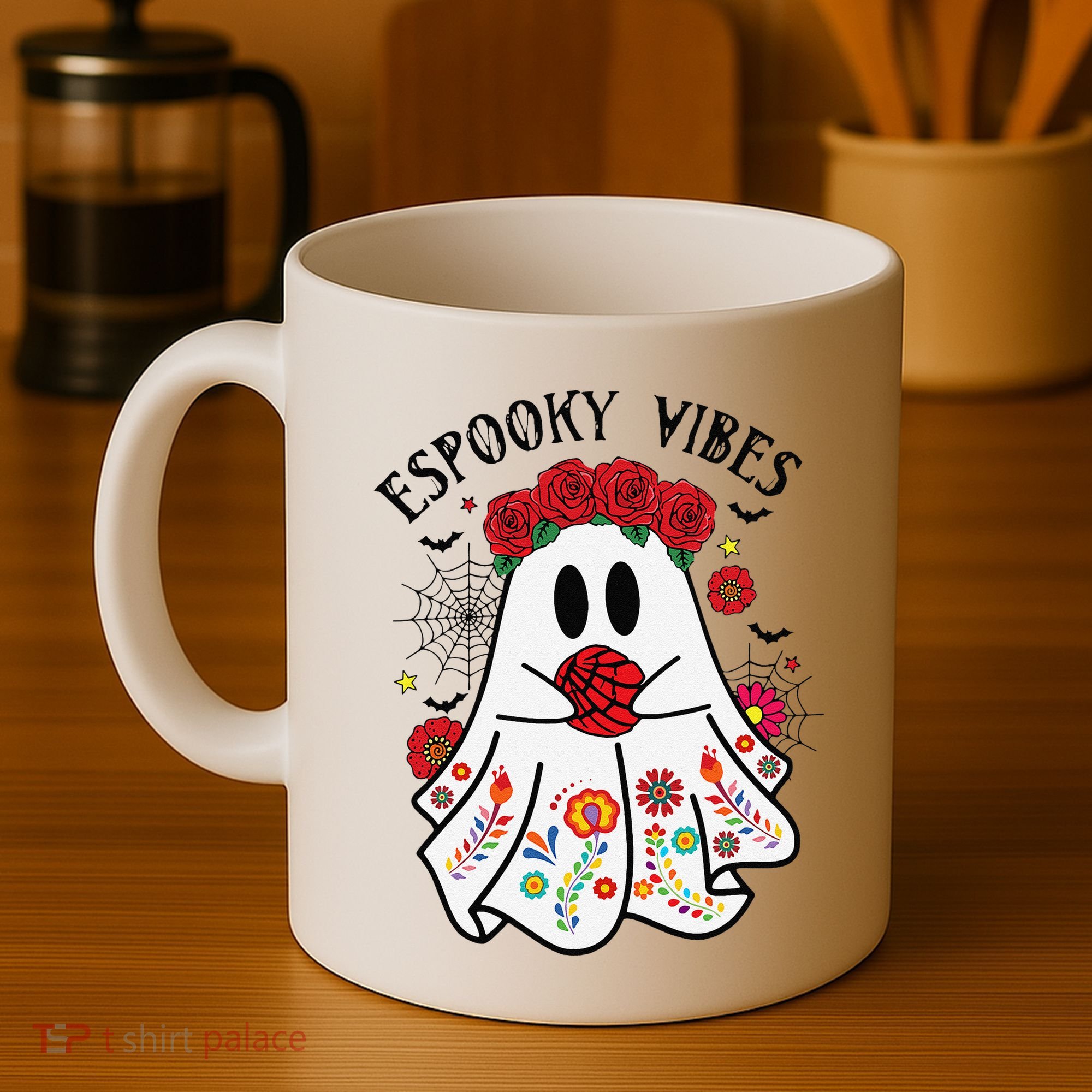 Espooky Vibes Halloween Ghost Mexican Concha Spooky Mama Gift Coffee Mug
