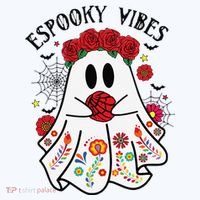 Espooky Vibes Halloween Ghost Mexican Concha Spooky Mama Gift Beanie thumb 2