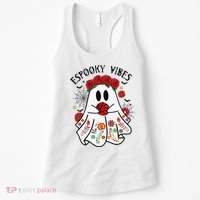 Espooky Vibes Halloween Ghost Mexican Concha Spooky Mama Gift Women's Tank Top thumb 0