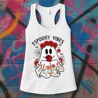 Espooky Vibes Halloween Ghost Mexican Concha Spooky Mama Gift Women's Tank Top thumb 3