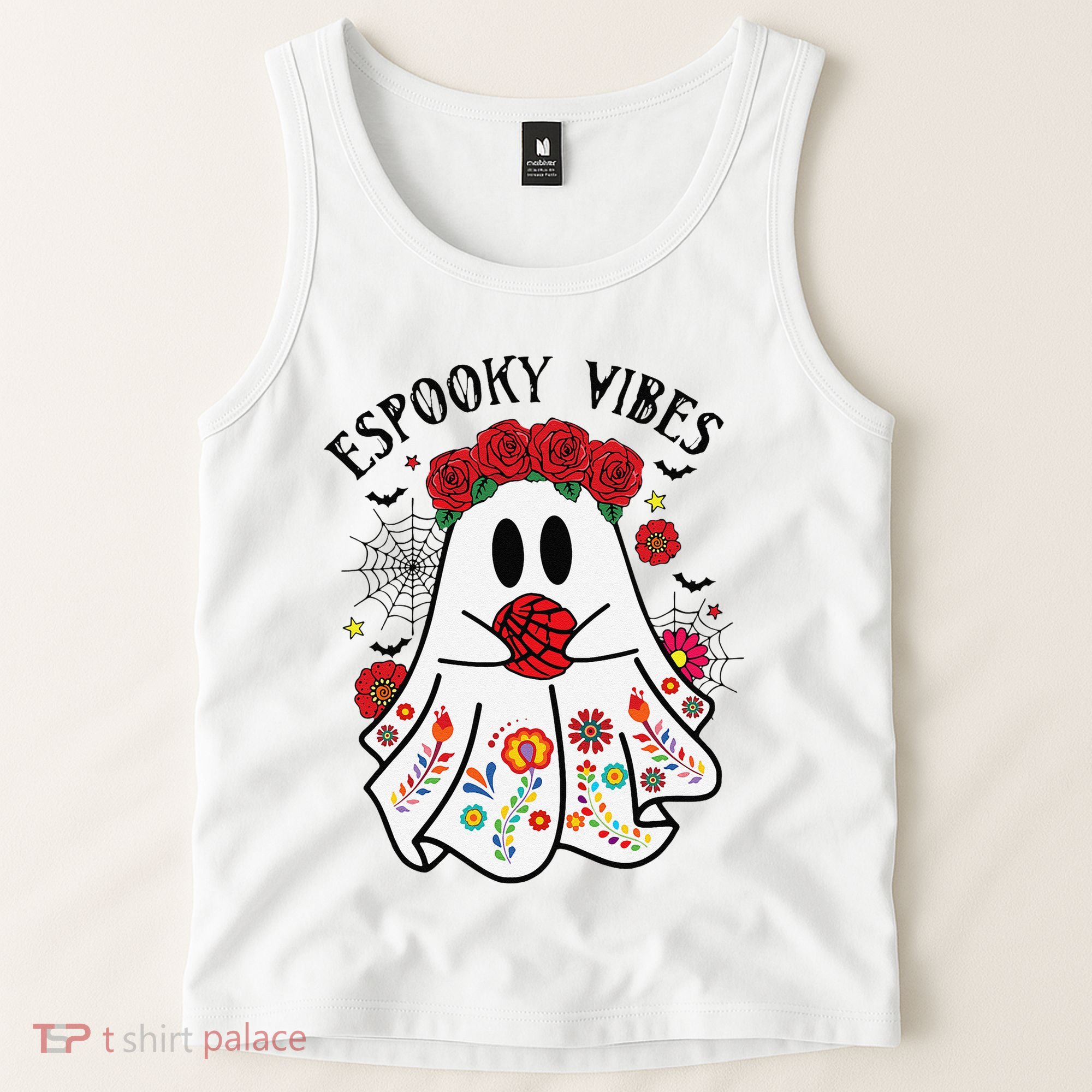 Espooky Vibes Halloween Ghost Mexican Concha Spooky Mama Gift Tank Top