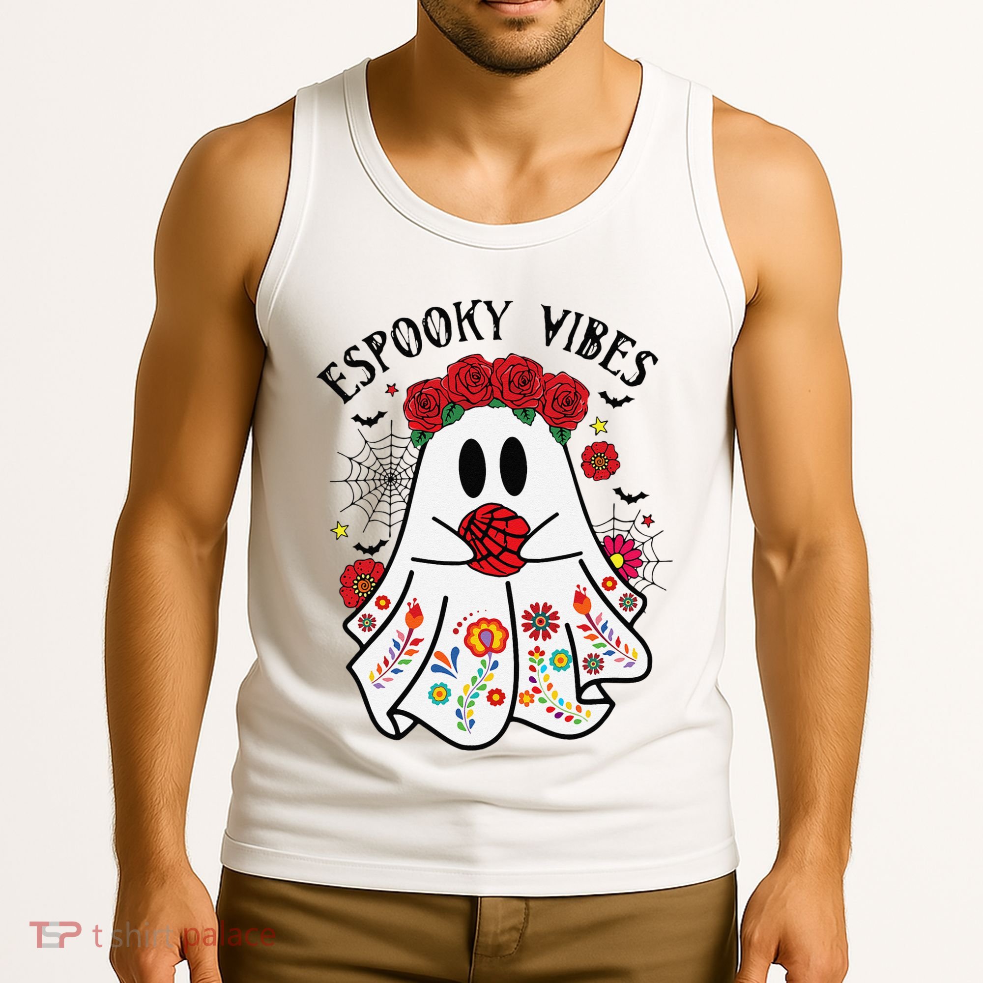 Espooky Vibes Halloween Ghost Mexican Concha Spooky Mama Gift Tank Top