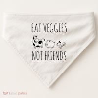 Eat Veggies Not Friends Vegan Vegetarian USA-Made Doggie Bandana thumb 0