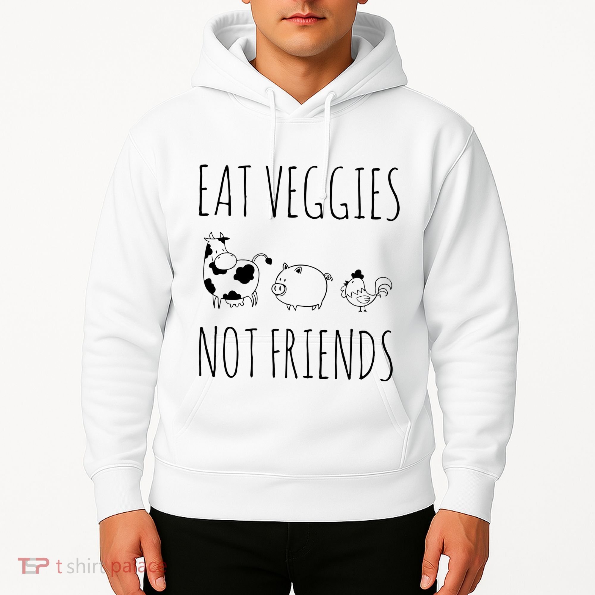 Eat Veggies Not Friends Vegan Vegetarian Hoodie