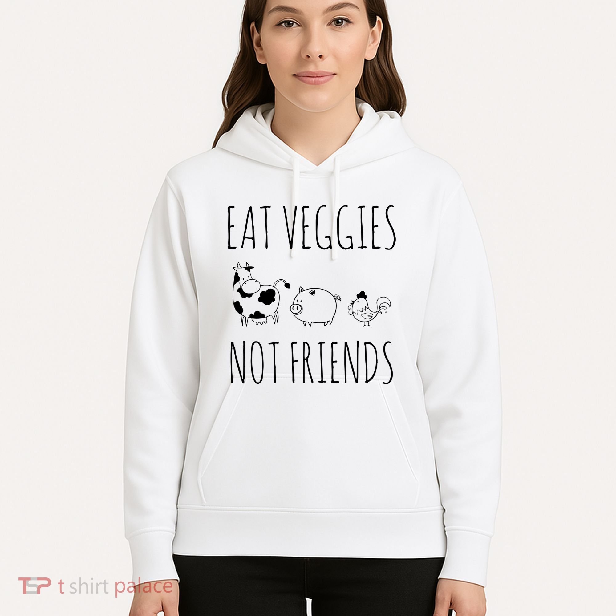 Eat Veggies Not Friends Vegan Vegetarian Hoodie
