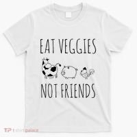 Eat Veggies Not Friends Vegan Vegetarian T-Shirt thumb 0