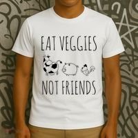 Eat Veggies Not Friends Vegan Vegetarian T-Shirt thumb 3