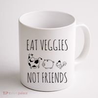 Eat Veggies Not Friends Vegan Vegetarian Coffee Mug thumb 1