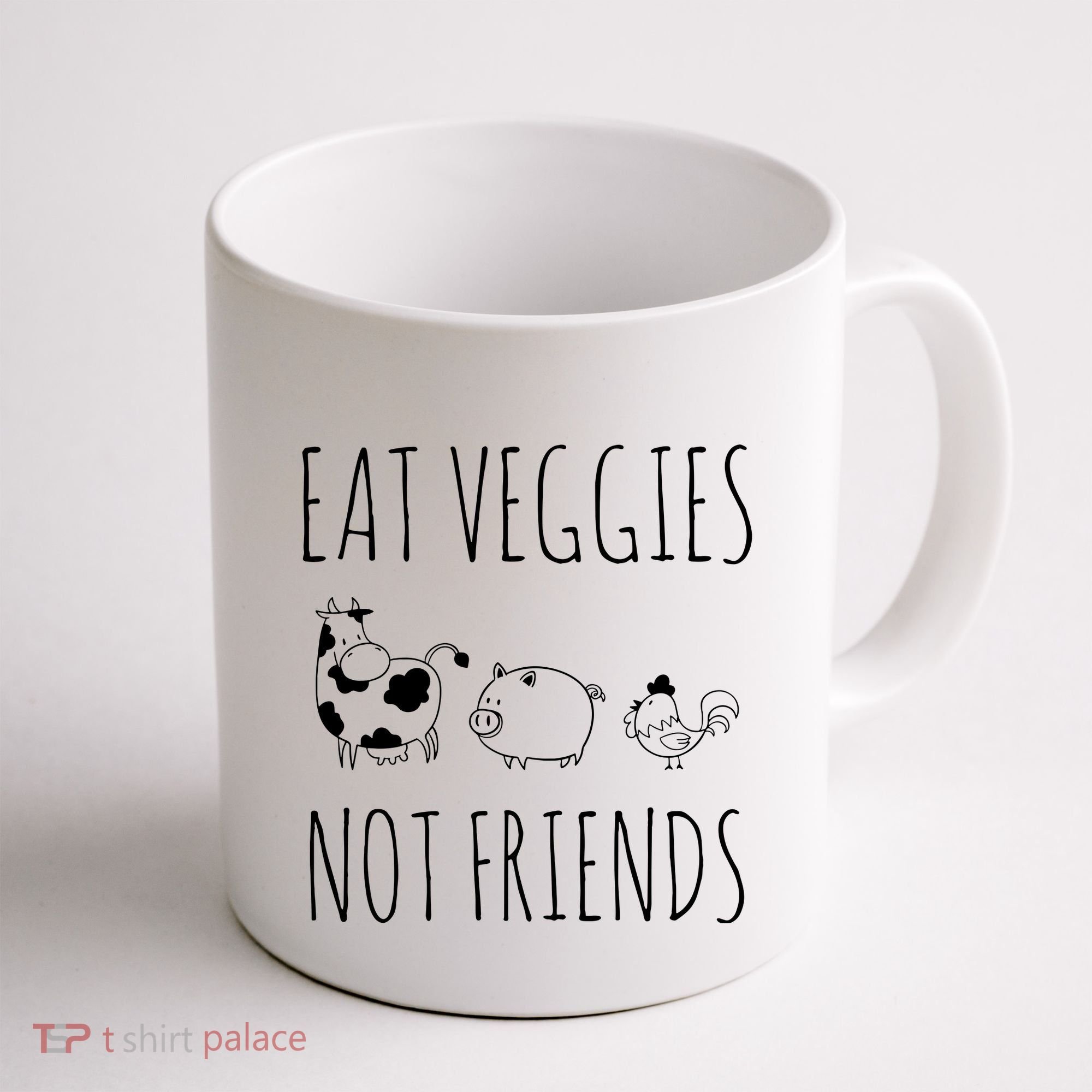 Eat Veggies Not Friends Vegan Vegetarian Coffee Mug