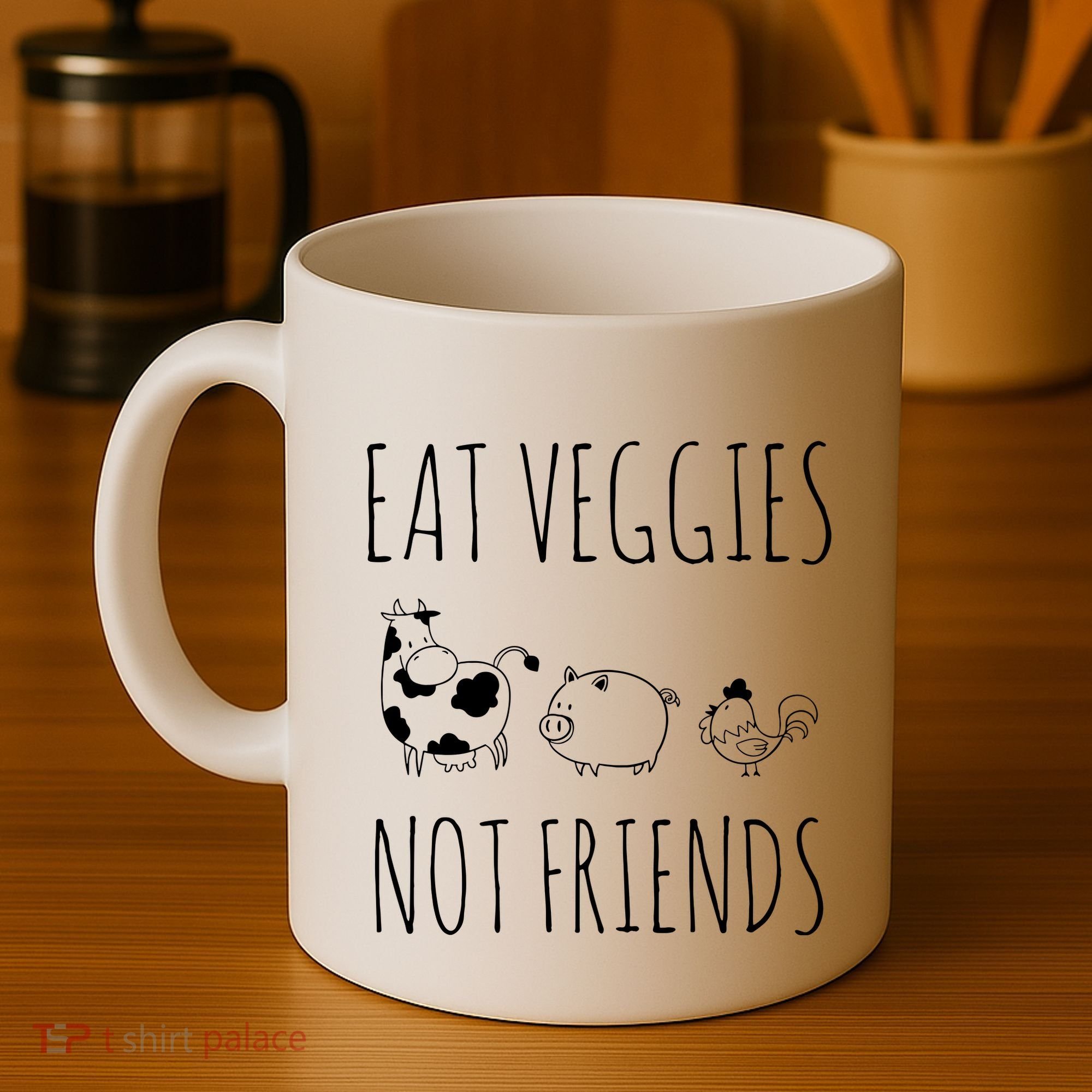 Eat Veggies Not Friends Vegan Vegetarian Coffee Mug