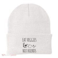 Eat Veggies Not Friends Vegan Vegetarian Beanie thumb 0