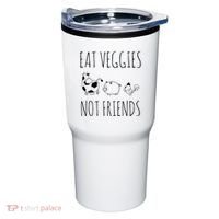 Eat Veggies Not Friends Vegan Vegetarian Tumbler thumb 0