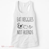 Eat Veggies Not Friends Vegan Vegetarian Women's Tank Top thumb 0