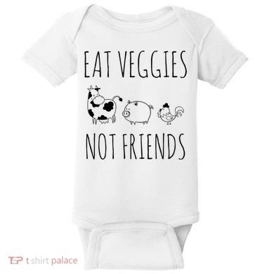Eat Veggies Not Friends Vegan Vegetarian Baby Bodysuit
