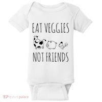 Eat Veggies Not Friends Vegan Vegetarian Baby Bodysuit thumb 0