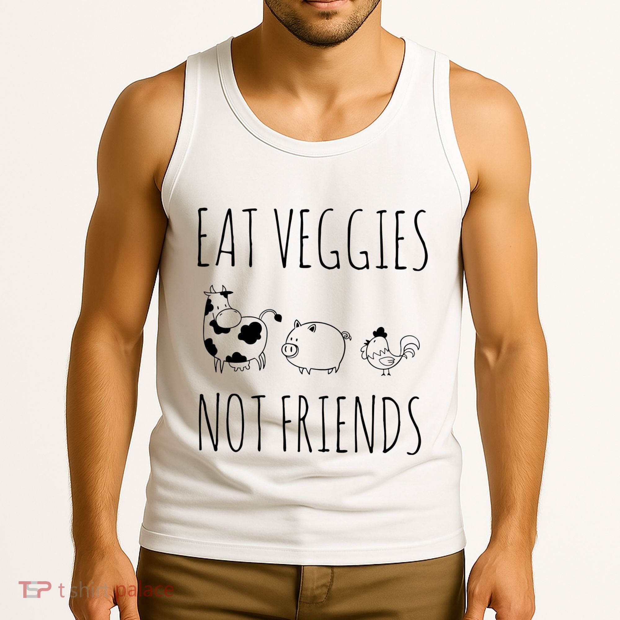 Eat Veggies Not Friends Vegan Vegetarian Tank Top
