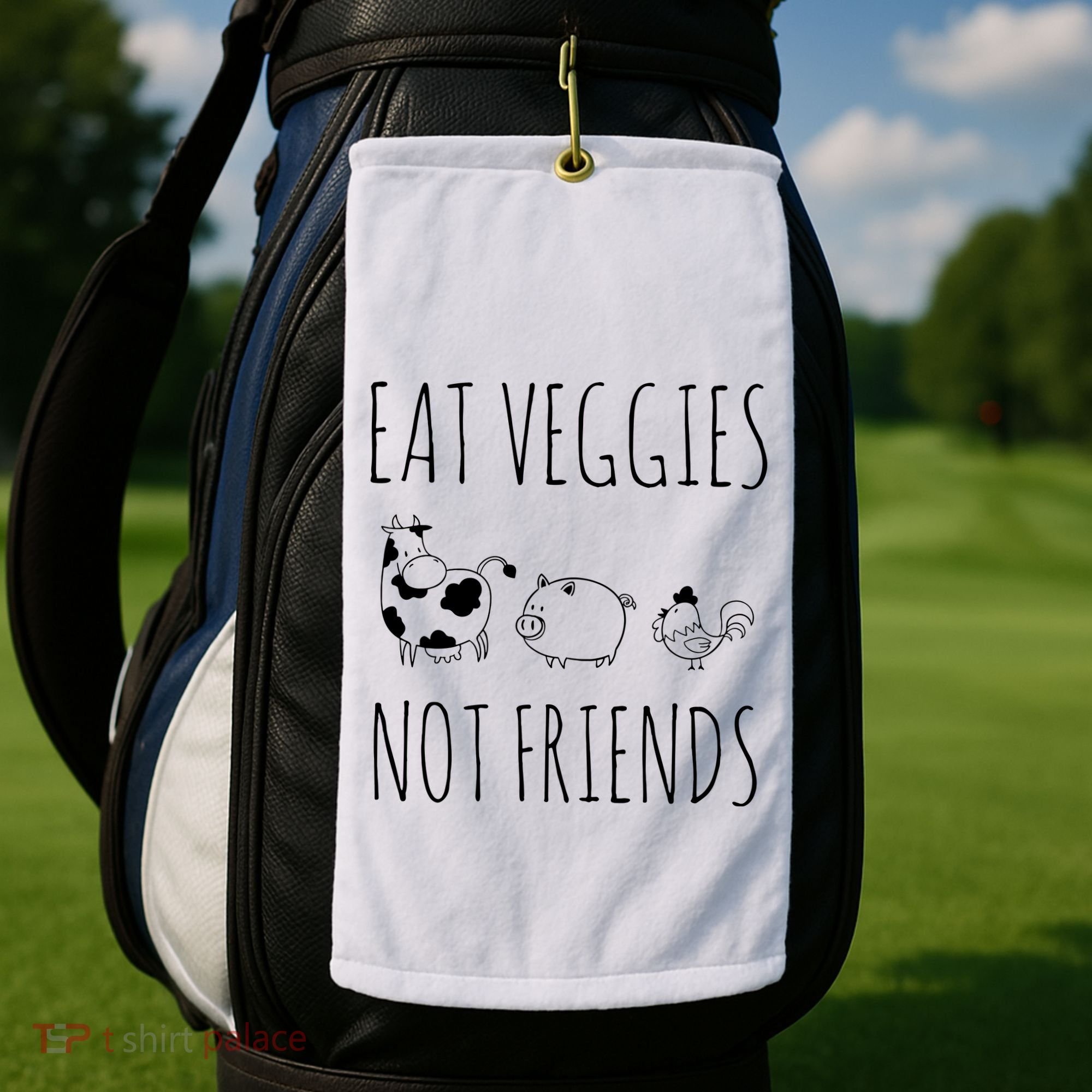 Eat Veggies Not Friends Vegan Vegetarian Golf Towel