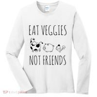 Eat Veggies Not Friends Vegan Vegetarian Women's Long Sleeve Shirt thumb 0