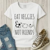 Eat Veggies Not Friends Vegan Vegetarian Women's T-Shirt thumb 3