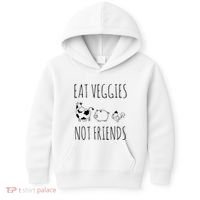 Eat Veggies Not Friends Vegan Vegetarian Kids Hoodie thumb 0