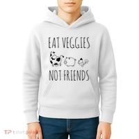 Eat Veggies Not Friends Vegan Vegetarian Kids Hoodie thumb 4